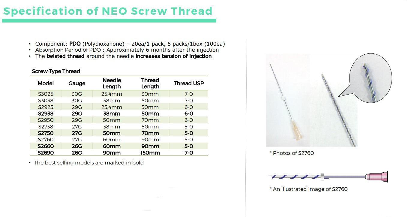 Neo Screw Thread Lifting - Screw PDO 26G~31G – SL Medical